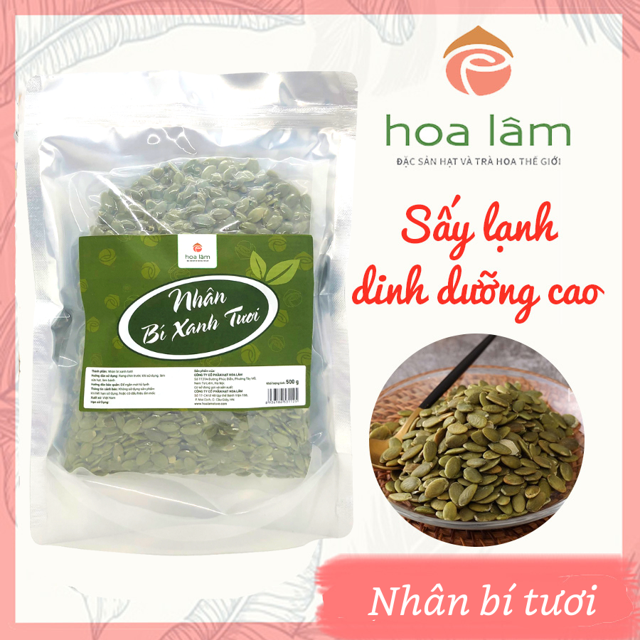 Nhân bí xanh tươi Hoa Lâm tươi nhập khẩu từ Ấn Độ, nguyên liệu làm sữa hạt giàu dinh dưỡng 500gr.